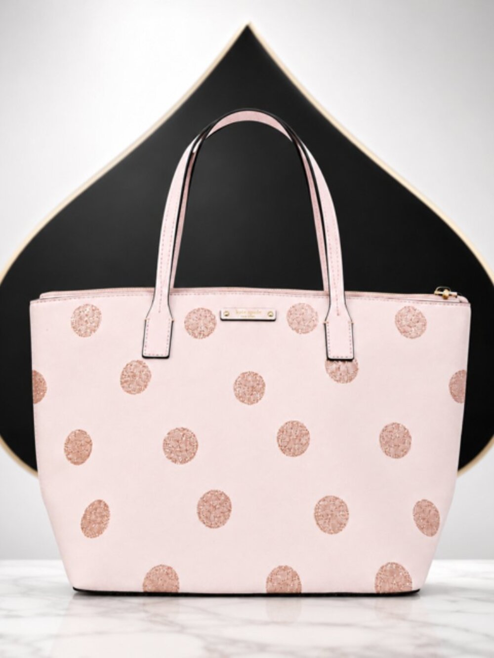 Kate Spade Tote Pink And Pink Glitter Polka Dots Pristine Condition